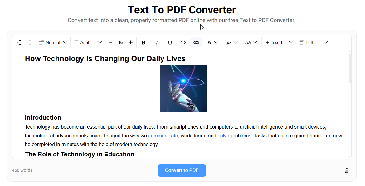 text to pdf converter